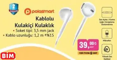 POLOSMART KABLOLU KULAK İÇİ KULAKLIK